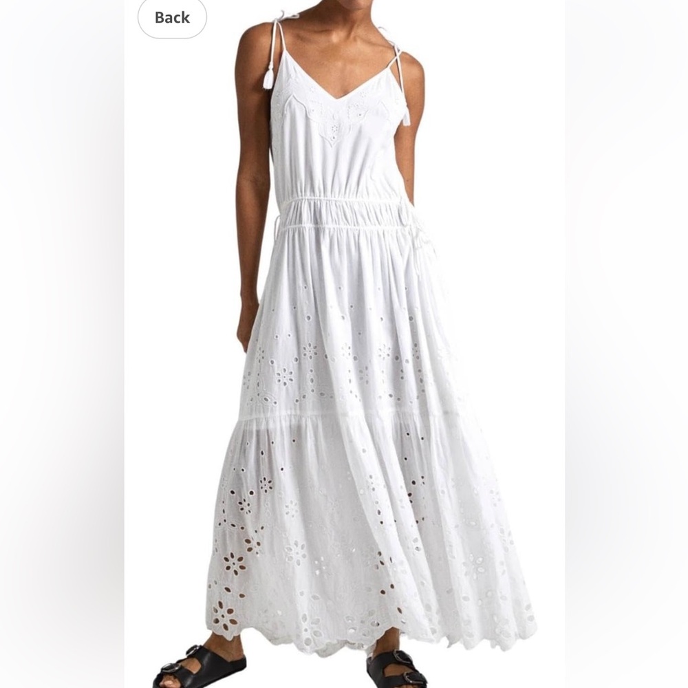 Pepe Jeans White Eyelet Maxi Dress